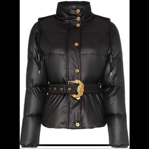 Versace Black Nylon Belted Down Puffer Coat 38/4